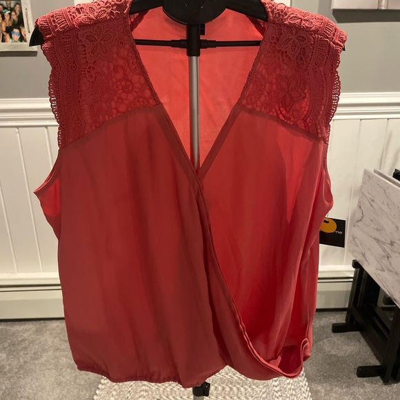 JCPenney Coral Lace Detail Blouse - Picture 1 of 5
